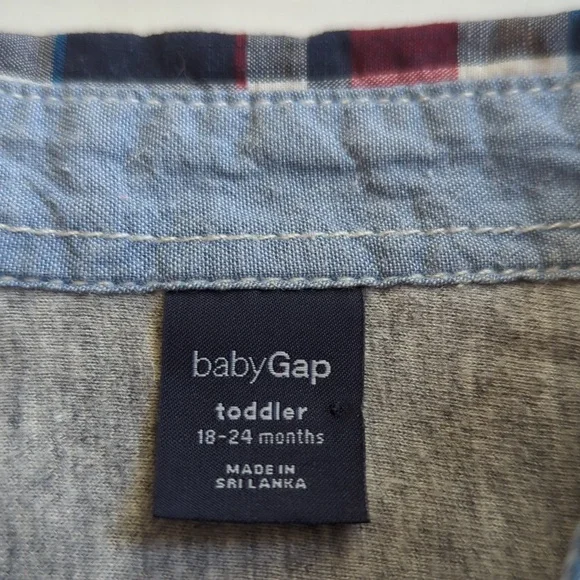 Baby Gap Plaid Lined Long Sleeve Button Down Shirt Toddler 18-24 Months Red Blue - Picture 2 of 12